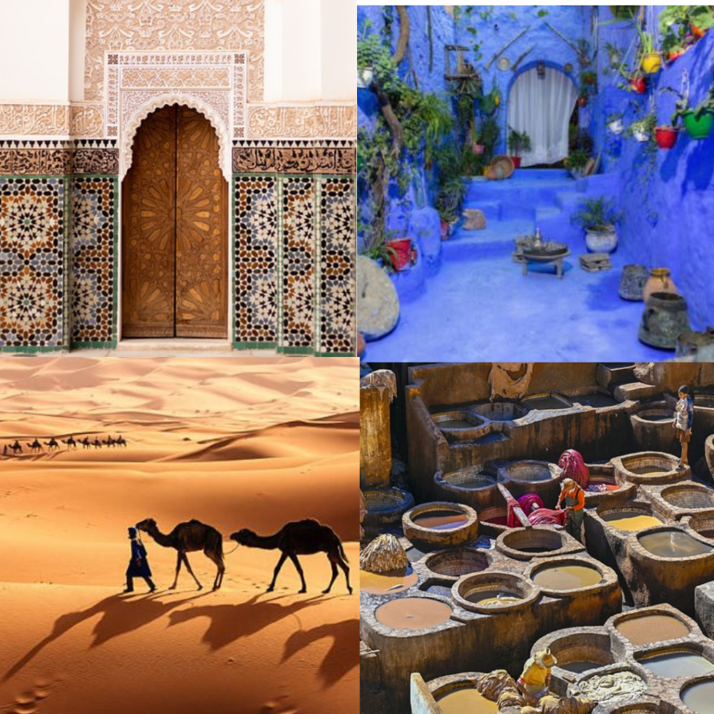 DEL 7 AL 15 DE MARZO

Te apetece vivir esta experiencia con nosotras? ¡VOLVEMOS A MARRUECOS! En grupo de 8/12 mujeres y en Riads y Haimas de lujo.

Empezando por Marrakech hasta Fez y descubriendo la magia del Desierto de Merzouga, conoceremos todo lo más especial de Marruecos, sus costumbres y sus tradiciones más arraigadas, y esta vez alargamos una noche más para visitar Chefchaouen 
